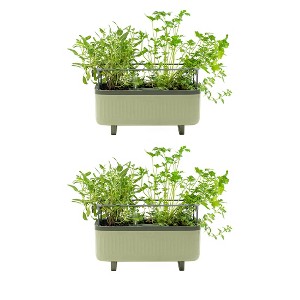 Vego Garden Twin Pack Self-Watering Herb Planter Box with Trellis Rectangular Indoor Outdoor Planter Pots 7.3"x17.5"x10.5" - 1 of 4