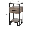 GustoWave 2PCS Nightstands with Storage Drawer, 3-Tier Shelving, Tempered Glass Top for Bedroom, Dorm - Black and Rustic Brown - 3 of 4