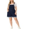 Agnes Orinda Women's Plus Size Adjustable Strap Pocket Roll Hem Denim Overall Jean Shorts - 2 of 4