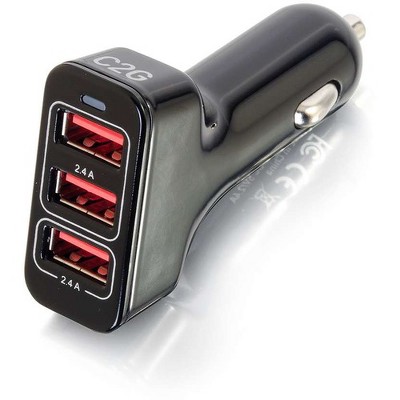 C2G Smart 3-Port USB Car Charger, 4.8A Output - 12 V DC, 24 V DC Input - 5 V DC/4.80 A Output