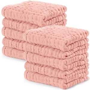 Baby Washcloths Muslin Cotton, Large 10”x10” by Comfy Cubs - 1 of 4