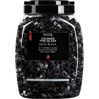 Onyx Black Reflective Tempered Glass Fire Pit Rocks, 10LB