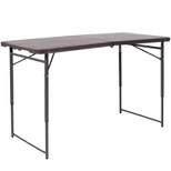 Emma and Oliver 4-Foot Height Adjustable Bi-Fold Dark Gray Plastic Folding Table with Handle