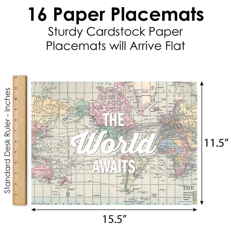 Big Dot of Happiness World Awaits - Party Table Decorations - Travel Themed Party Placemats - Set of 16, 5 of 7
