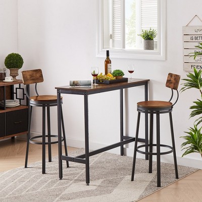Swivel Bar Chairs Set Of 2, Industrial Counter Stools With Ergonomics Curved Backrest,Stool Feet Pads, 360° Rotation Bar Stool Chair