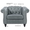 CAVINAS PU Leather Accent Chair with Button Tufted Back and Birch Wooden Legs,Upholstered Living Room Chairs,Reading Chairs for Living Room - 4 of 4