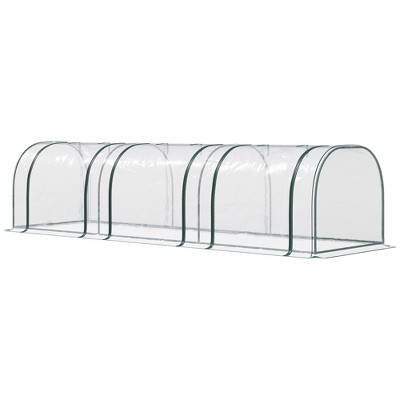 Outsunny Clear PVC Metal Tunnel Greenhouse with Zippered Doors