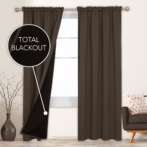 Deconovo ModernLuxury BlackOut RodCurtains For LivingRoom or BedRoom，Easy Clean,2Panels - 1 of 4