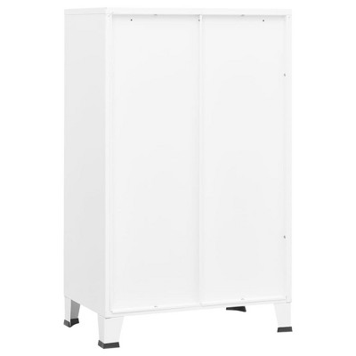 White Metal Lockable Cabinet with Adjustable Shelving