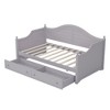 Twin Size Wood Daybed with 2 Storage Drawers ,Wooden Sofa Bed with Handrail for Living Room Bedroom - 2 of 3