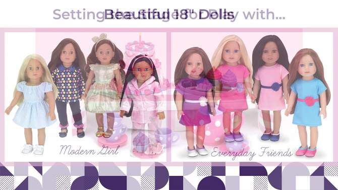 Sophia’s Satin Pajama Set with Slippers for 18" Dolls, Hot Pink, 2 of 6, play video