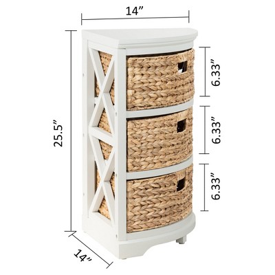 Pink 3-Tier Corner Table with Natural Wicker Baskets