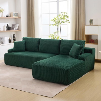 Cloud Couch Modular Sectional Sofa with Chaise, Deep Seat Sleeper Sofa with Washable Cushions, Corduroy Upholstery