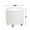 Kumasinova 18"D Round Storage Ottoman,Soft Faux Sheepskin Fabric Accent Stool with Wooden Legs for Footrest and Storage,Home Decor - 3 of 4