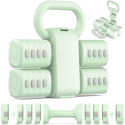 2-in-1 Adjustable Dumbbell Set, Converts to Kettlebell, 5-Level Weights for Home Gym Exercise