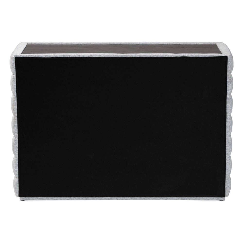 Baxton Studio Cadmus Channel Tufted Fabric 4 Drawer Dresser Light Gray