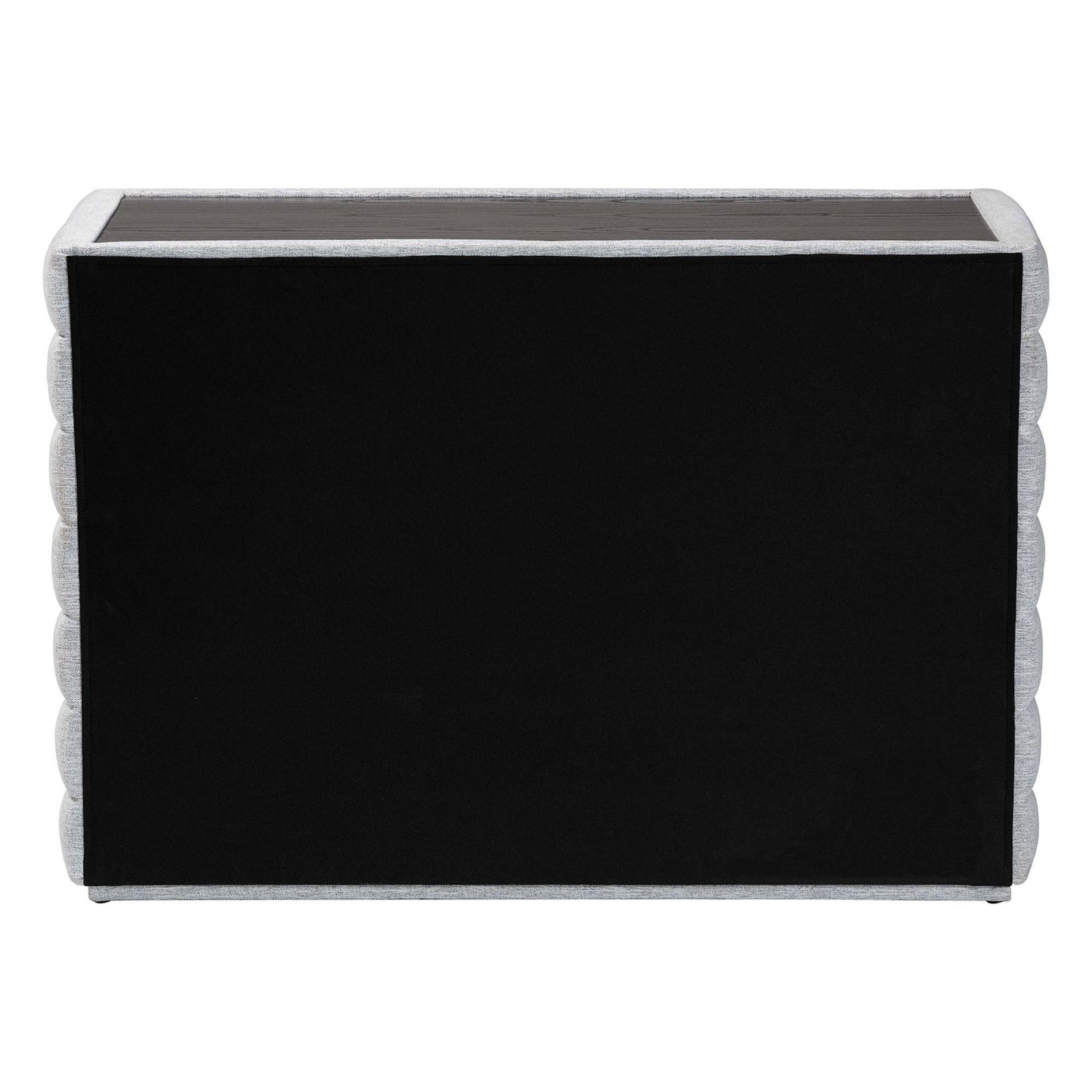 Baxton Studio Cadmus Channel Tufted Fabric 4 Drawer Dresser Light Gray