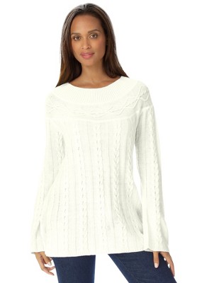 Jessica London Women’s Plus Size Cable Sweater Tunic, S - Ivory : Target