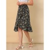 Allegra K Women's Floral Printed Self Tie Knot High-Low Ruffle Hem Wrap Skirt - 2 of 4