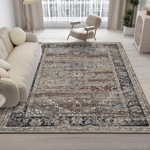 Vintage Oriental Rug, Washable Non-Slip Area Rug ¨C Distressed Medallion Carpet for Living Room, Bedroom - 1 of 4