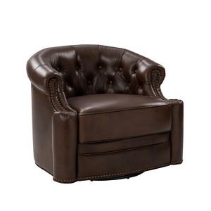 Flavio 32.75'' Wide Genuine Leather Swivel Chair | ARTFUL LIVING DESIGN - 1 of 4