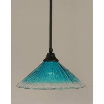 Toltec Lighting Any 1 - Light Pendant in  Matte Black with 16" Teal Crystal Shade