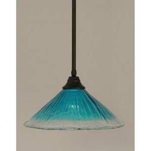 Toltec Lighting Any 1 - Light Pendant in  Matte Black with 16" Teal Crystal Shade - 1 of 1