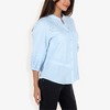 Anna-Kaci Women's 3/4 Sleeve Button Down Shirt With Embroidered Eyelet Details - Large, Blue - 4 of 4
