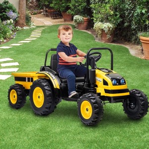 Garvee 12V Kids Ride On Tractor with Trailer, Electric Tractor with Remote Control,Safety Belt,for Boys Girls - 1 of 4