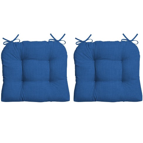 Arden Selections Outdoor Wicker Chair Cushion 2 pack 18 x 20 Cobalt Blue Texture