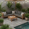 Whisen Acacia Wood Outdoor Sofa Couch Set & Patio Sectional Conversation Sofa with Coffee Table & Water-Resistant Cushions - 2 of 4