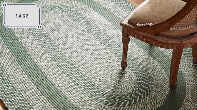 Newport Braid Collection 100% Polypropylene Stripe Pattern Reversible Indoor Utility Rug - Better Trends, 2 of 5, play video