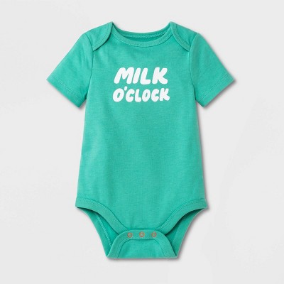 Baby Boys' Milk Short Sleeve Bodysuit - Cat & Jack™ Light Green 0-3M