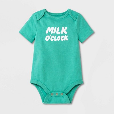 Image of Baby Boys' Milk Short Sleeve Bodysuit - Cat & Jack™ Light Green 0-3M