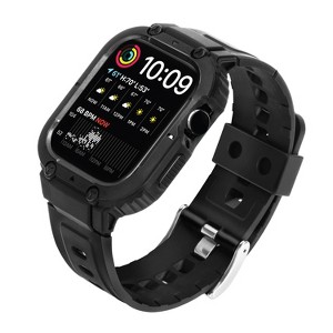 Vena Apple Watch Series 9 45mm Band, Apple Watch Series 7 45mm Band, TPU Rugged Case Protective Cover Strap For iWatch 44mm Series 6/5/4, Black - 1 of 4