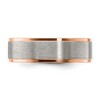 Black Bow Jewelry 7mm Titanium & Rose Tone Plated Ridged Edge Standard Fit Band - 2 of 4