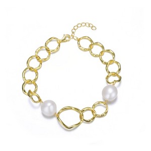 Guili Gold Plated Sterling Silver Bracelet with Genuine Freshwater Pearl, Adding a Touch of Sophistication to Day or Evening Attire - 1 of 3