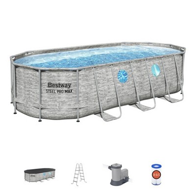 Bestway Power Steel Swim Vista Series II Above Ground Outdoor Swimming Pool