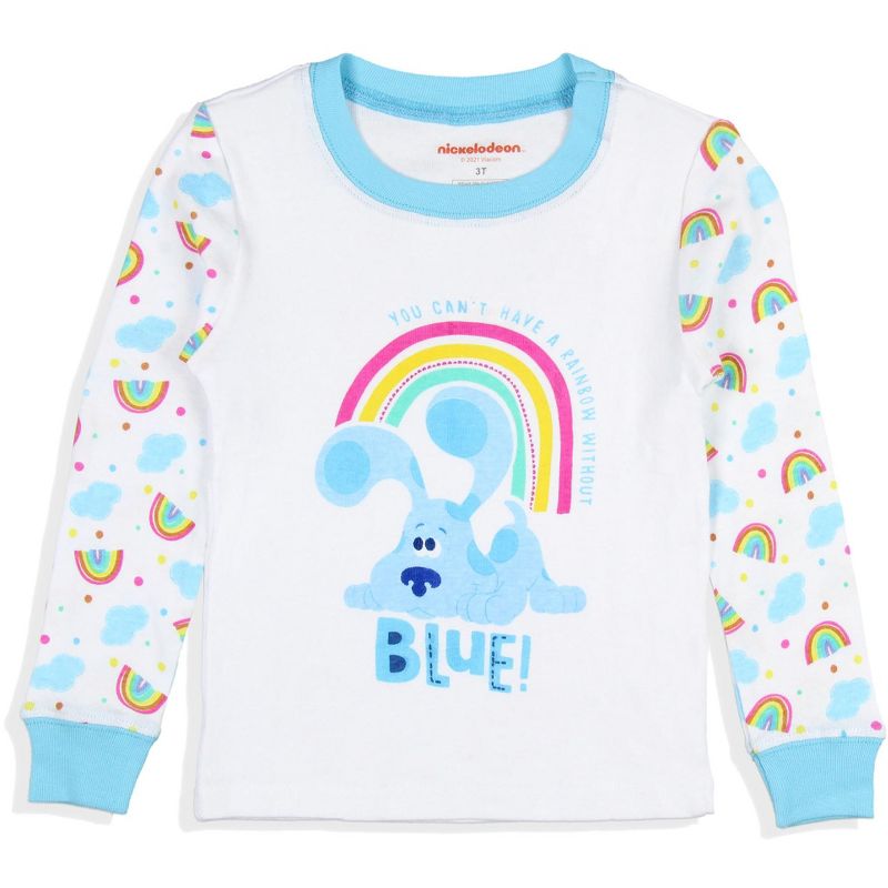 Nickelodeon Toddler Girls' Blue's Clues Rainbow Sleep Raglan Pajama Set White, 2 of 4