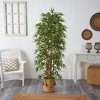 Nearly Natural 6-ft Bamboo Artificial Tree with 1024 Bendable Branches in Handmade Natural Jute Planter with Tassels - image 3 of 4