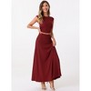 Allegra K Women's Two Piece Ribbed Knit Crew Neck Short Sleeve Cropped Top and Elastic Waist A-Line Midi Skirt Set - 2 of 4