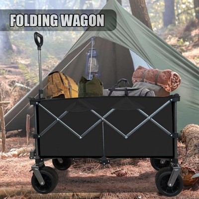 SKRAN Collapsible Wagon with Wheels,400LBS Wagons Carts Foldable,Folding Cart with All-Terrain Wheels, Garden Carts Sports Wagon Beach Wagons