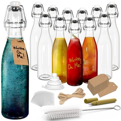 Nevlers 12 oz Round Swing Top Glass Bottle Set (Pack of 12)