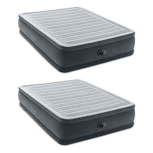 Intex 64413ED Dura Beam Elevated Fiber Tech Soft Air Mattress Bed w/ Built In Pump & Portable Storage Case for Travel and Camping, Queen (2 Pack) - 1 of 4