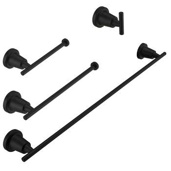 BWE 4-Piece Bath Hardware Set with Towel Bar Towel Hook and Toilet Paper Holder