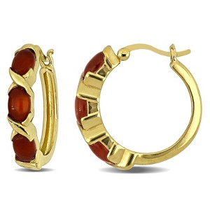 EVERLY JEWELRY | Yellow Plated Sterling Silver 2.28 CT TGW Red Agathe Hoop Earrings - 1 of 4