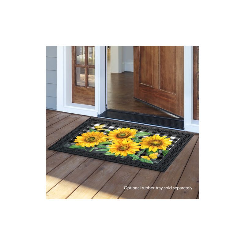Briarwood Lane Checkered Sunflowers Summer Doormat Everyday Floral Indoor Outdoor 30" x 18", 3 of 5