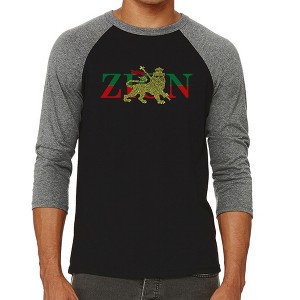 LA Pop Art Men's Raglan Baseball Word Art T-shirt - Zion - One Love - 1 of 4