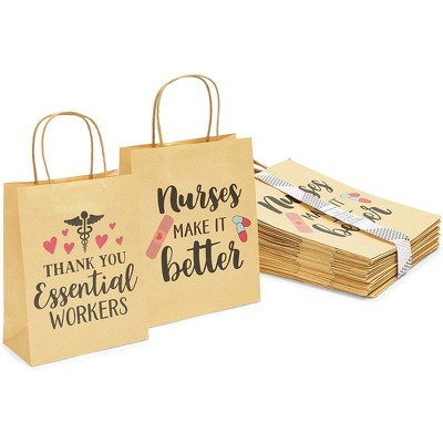 Blue Panda 24-Pack Nurse Appreciation Kraft Paper Medium Gift Bag (8 x 10 in)
