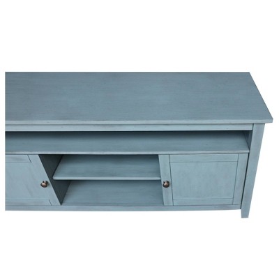 Ocean Blue Solid Wood 60" Entertainment TV Stand with Cabinet